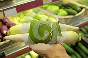 Vegetable wrapped in banana leaves