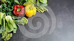 Vegetables background on table, Healthy food concept top view.