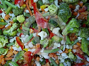 Vegetables Background Textures. Assorted Frozen Vegetables.