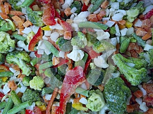 Vegetables Background Textures. Assorted Frozen Vegetables.