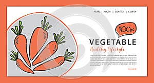 Vegetables banner template vector illustration, vegetable store homepage, web banner,  webpage cartoon concept, Healthy food homep