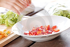 Vegetables being sliced