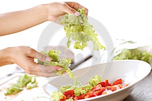 Vegetables being sliced