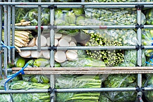 Vegetables in cage