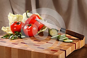 Vegetables on a chopping board photo