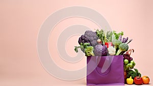 vegetables in cloth bags purple. - Generative ai