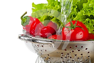 Vegetables in a colander