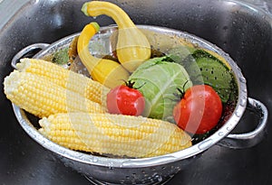 Vegetables in colander