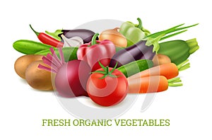 Vegetables collection 3d. Organic vegan healthy food nutrition vector realistic pictures