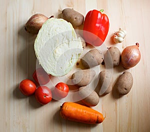 Vegetables for cooking national soup borscht.