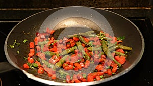 Vegetables cooking in a pan