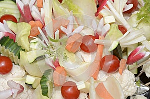 Vegetables cut into a bouquet