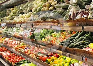 Vegetables department in supermarket