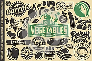 Vegetables design elements and symbols