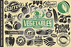 Vegetables design elements and symbols photo