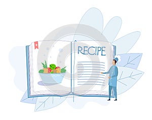 Vegetables Dish Recipe in Cook Book Illustration