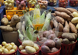 Vegetables on display in farmer's market