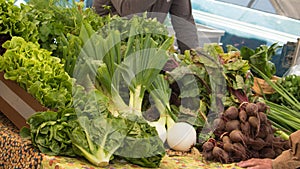 Vegetables on display at a local farmers market