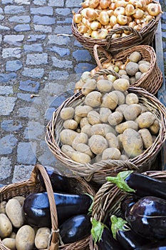 Vegetables displayed on a countryside style ambulant market