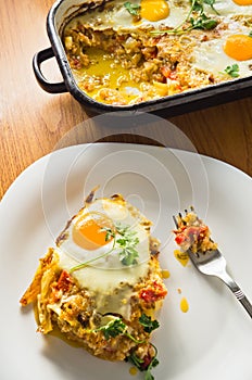 Vegetables and eggs cooked