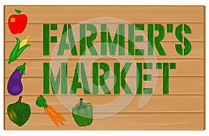 Vegetables and Farmers Market Painted on Wood Sign