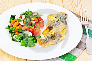 Vegetables with Fish Fillet, Breaded