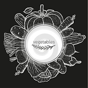 Vegetables, frame on a black background.