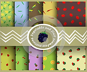 Vegetables and fruits seamless pattern