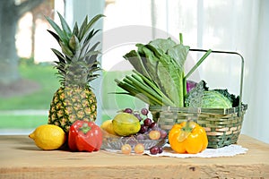 Vegetables and Fruits on Table