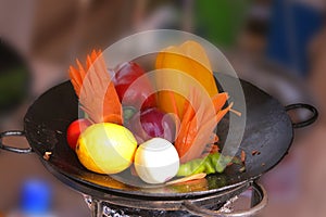 Vegetables in frying pan