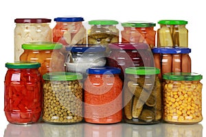 Vegetables in glass jars