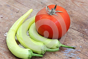 Vegetables green pepper with tomato