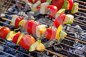 Vegetables grill marinade bbq healthy,  summer fire