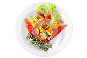 Vegetables grilled portion white isolated