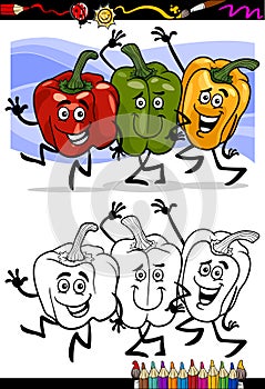 Vegetables group cartoon for coloring book
