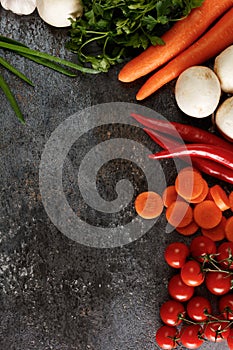 Vegetables on a Grunge Background