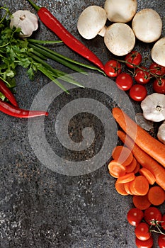 Vegetables on a Grunge Background