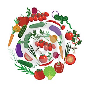 Vegetables healthy design illustration useful for banners, editable colors and scalable to any size