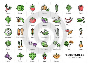 Vegetables icon isolated, Spices logo. Fresh vegetarian food, Line Art