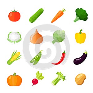 Vegetables Icons Flat