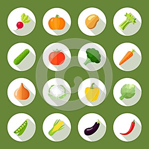 Vegetables Icons Flat Set