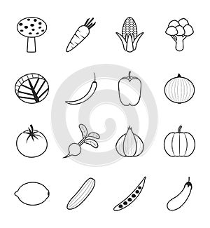 Vegetables icons set