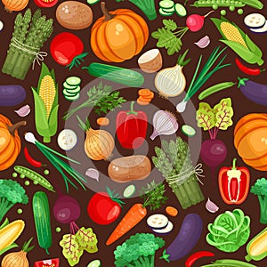Vegetables ingredients seamless pattern