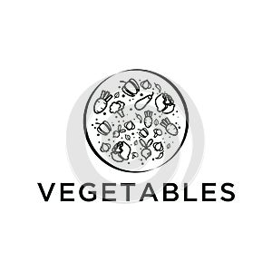 Vegetables line art circle home made