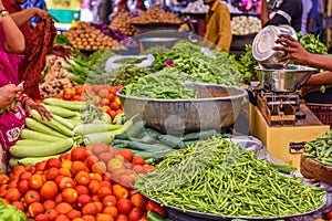 Vegetables market in Jodhpur, India photo
