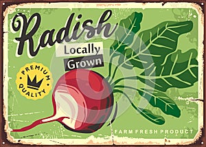 Vegetables market promo sign with farm fresh radish