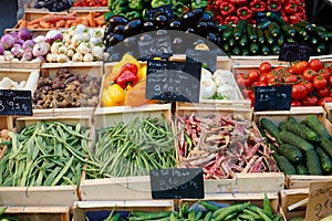 Vegetables on market stall