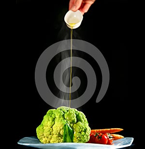 Vegetables with olive oil dressing