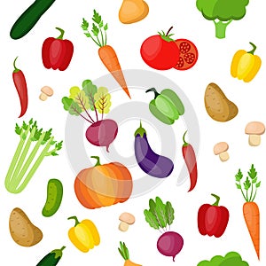 Vegetables pattern. Modern flat design. objects.