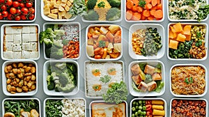 vegetables in pieces neatly arranged and top view, vegan food wallpaper